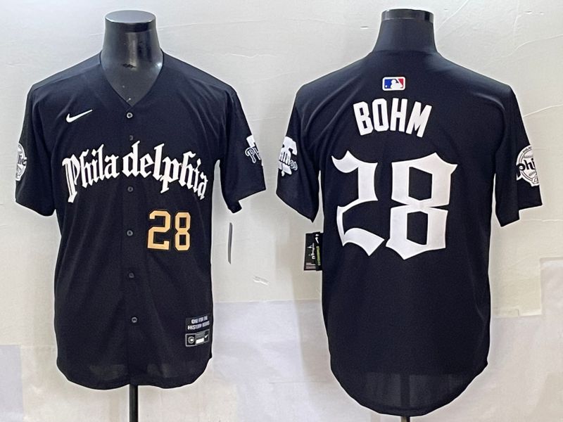 Men 2025 Philadelphia Phillies #28 Bohm Black Five generations Joint Name Nike MLB Jersey style 3->philadelphia phillies->MLB Jersey